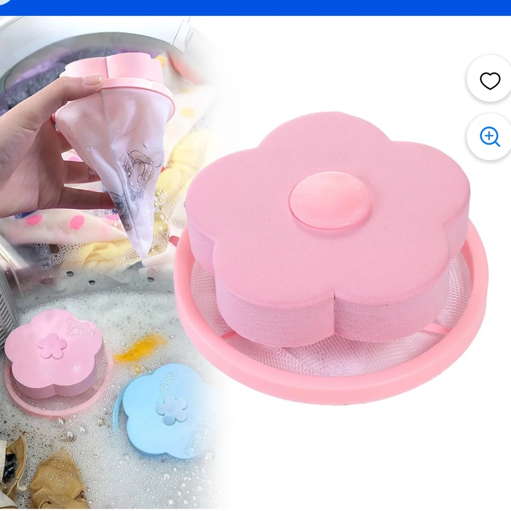 Pink Mesh Filter Reusable Pet Hair / Debris / Lint Remover Washing Machine